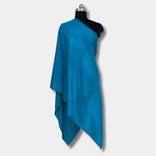 Reversible Pashmina Silk Stole (Bright Blue)