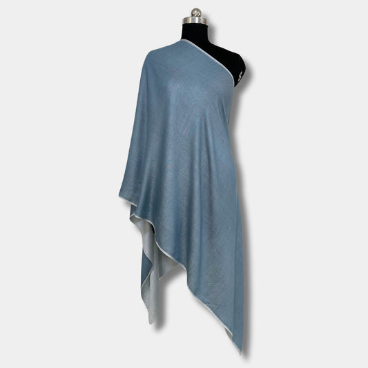 Reversible Pashmina Silk Stole (Greyish Blue)