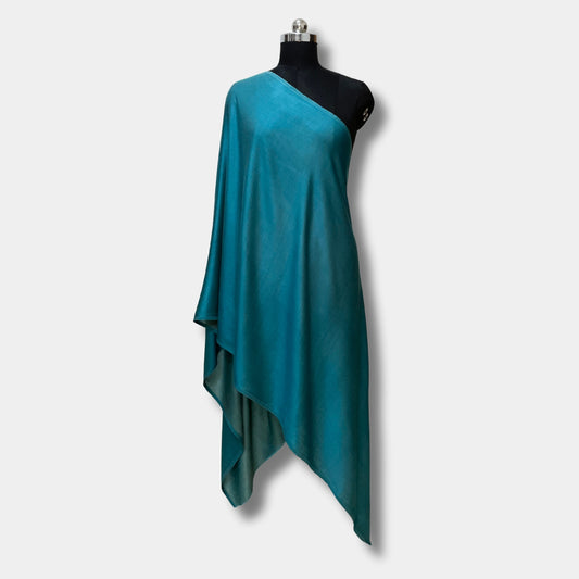 Reversible Pashmina Silk Stole (Greenish Blue)