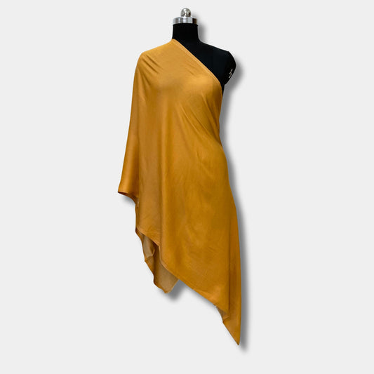 Reversible Pashmina Silk Stole (Mustard Brown)