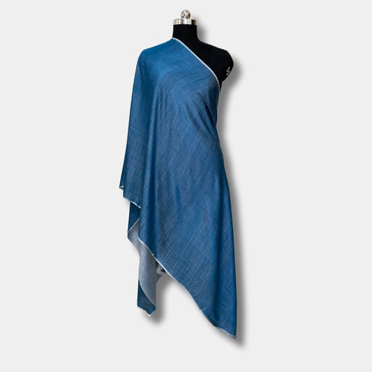 Reversible Pashmina Silk Stole (Denim Blue)