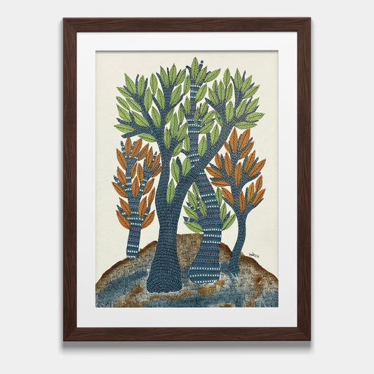 Handmade Gond Painting - The Sacred Grove (Unframed)