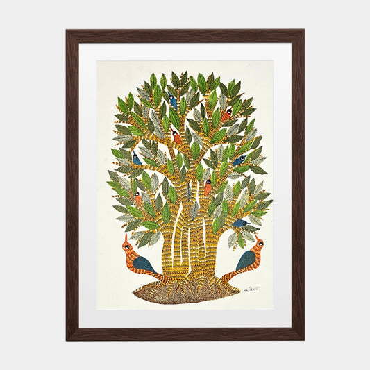 Handmade Gond Painting - The Tree of Life (Unframed)