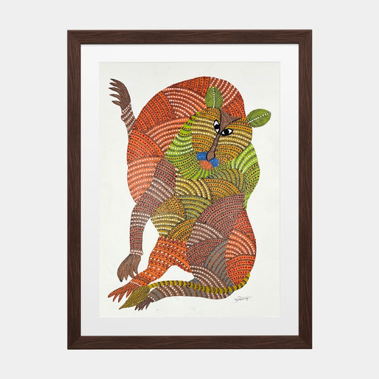 Handmade Gond Painting - Majestic Guardian (Unframed)
