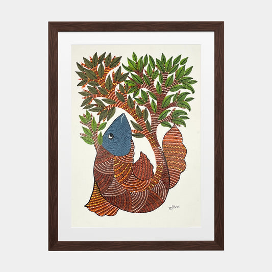 Handmade Gond Painting - Tree of Life (Unframed)