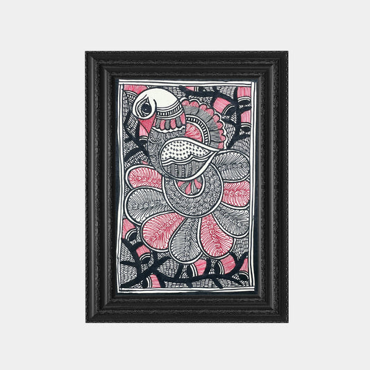 Madhubani Painting of The Dance of the Peacock (Unframed)