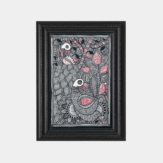 Madhubani Painting of The Pair of Peacocks (Unframed)