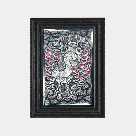 Madhubani Painting of The Swan (Hamsa) (Unframed)