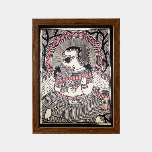 Madhubani Painting of The Lord Ganesha (Unframed)