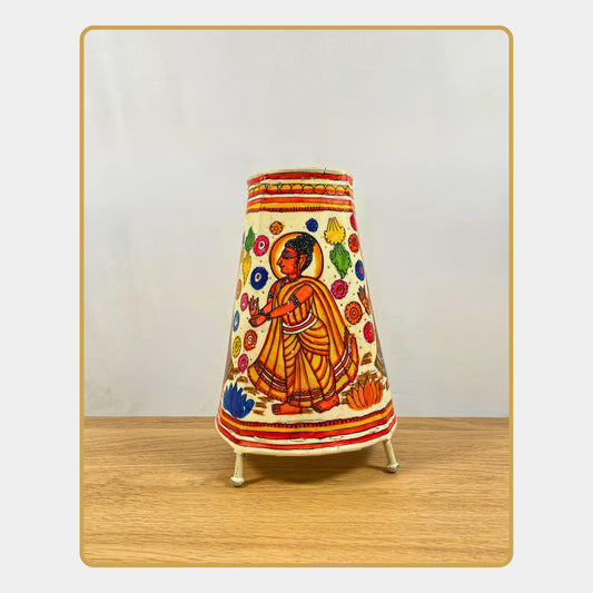 Tholu Bommalata Lamp – Lord Buddha with Floral Motifs  (8" - Conical)