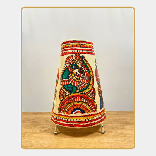 Tholu Bommalata Lamp – Majestic Peacock Motif (8" - Conical)