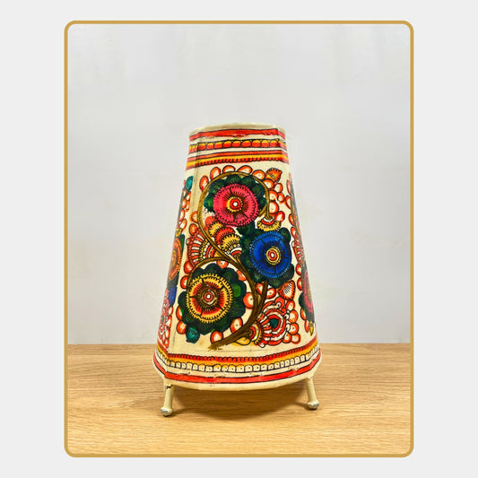 Tholu Bommalata Lamp – Floral Art  (8" - Conical)