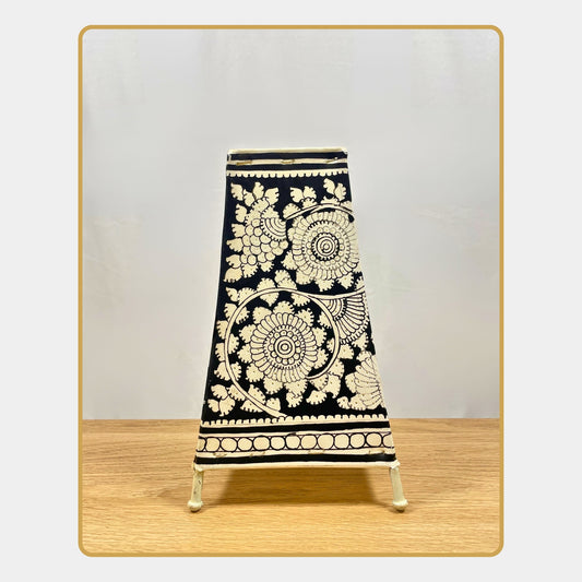 Tholu Bommalata Lamp – Monochrome Mandala Blooms  (8" - Rectangular)