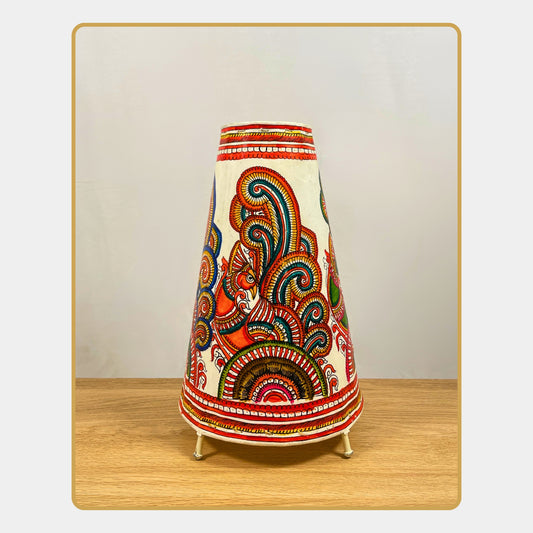 Tholu Bommalata Lamp – Paisley Bird Folk Art Lamp (12" -Conical)