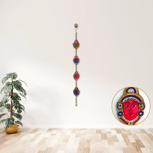 Goddess Face Tholu Bommalata Wall Hanging – Handmade Leather Folk Art Decor