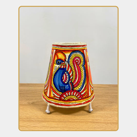 Tholu Bommalata Lamp –  Peacock with highly stylized tail feathers (5" - Conical)