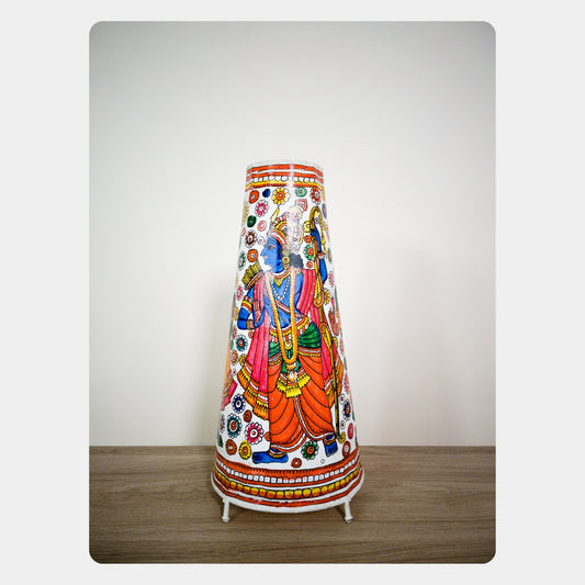 Tholu Bommalata Lamp – Lord Rama, Sita, Lakshmana and Lord Hanuman (16" - Conical)