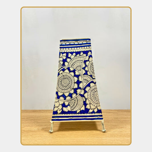 Tholu Bommalata Lamp – Blue Mandala Blooms  (8" - Rectangular)