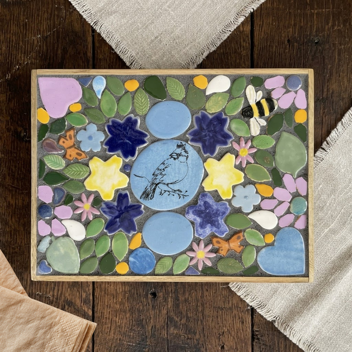 murasaic songbird & garden meadow diy ceramic mosaic mural kit