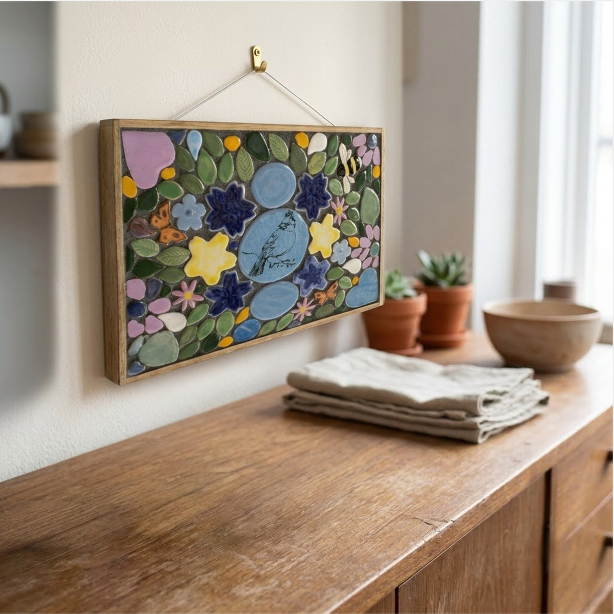 murasaic songbird & garden meadow diy ceramic mosaic mural kit