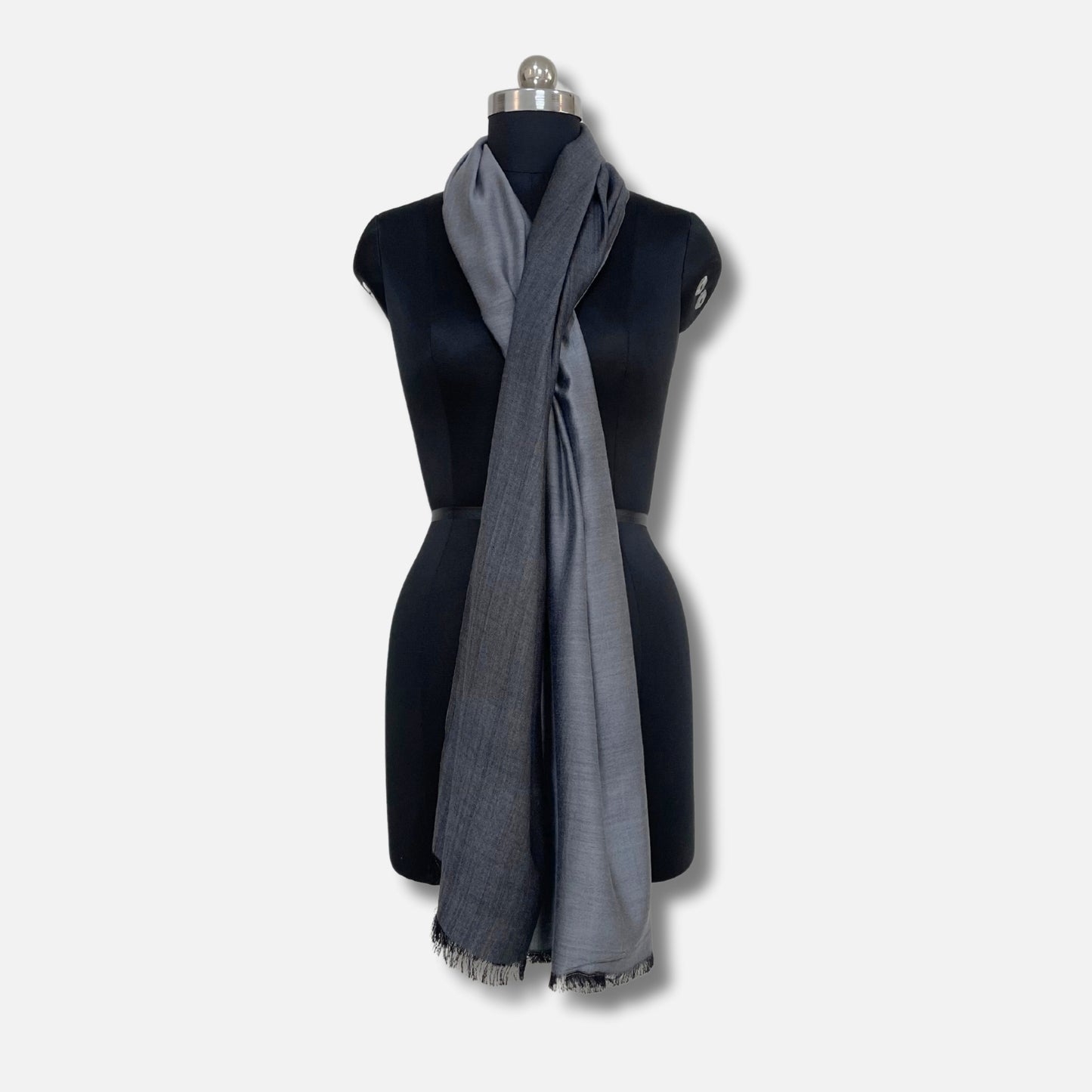 reversible pashmina silk stole (slate grey)