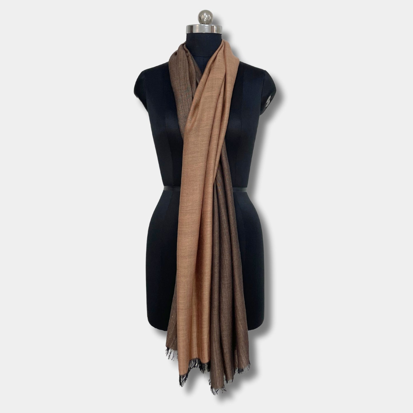 reversible pashmina silk stole (dust brown)