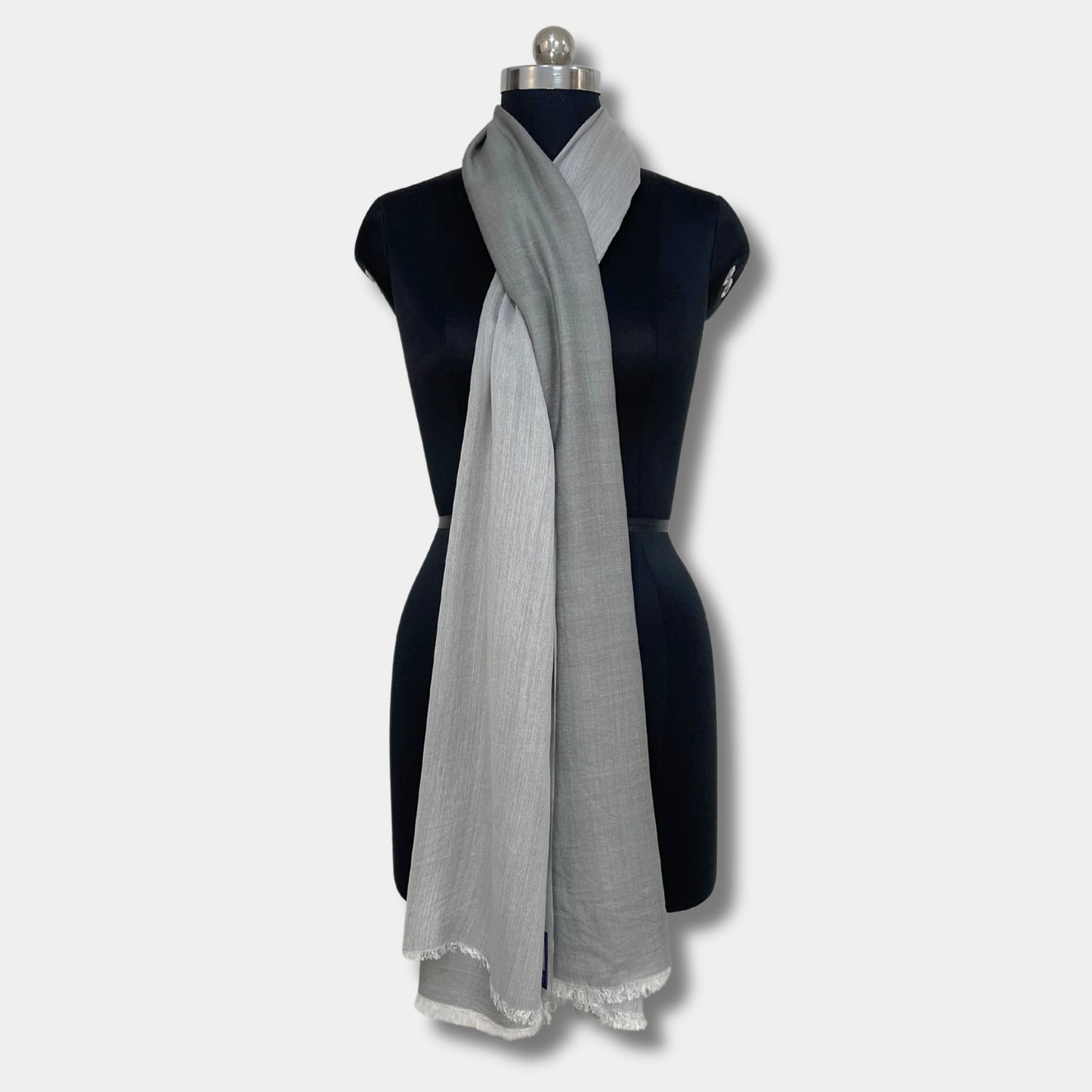 reversible pashmina silk stole (medium grey)