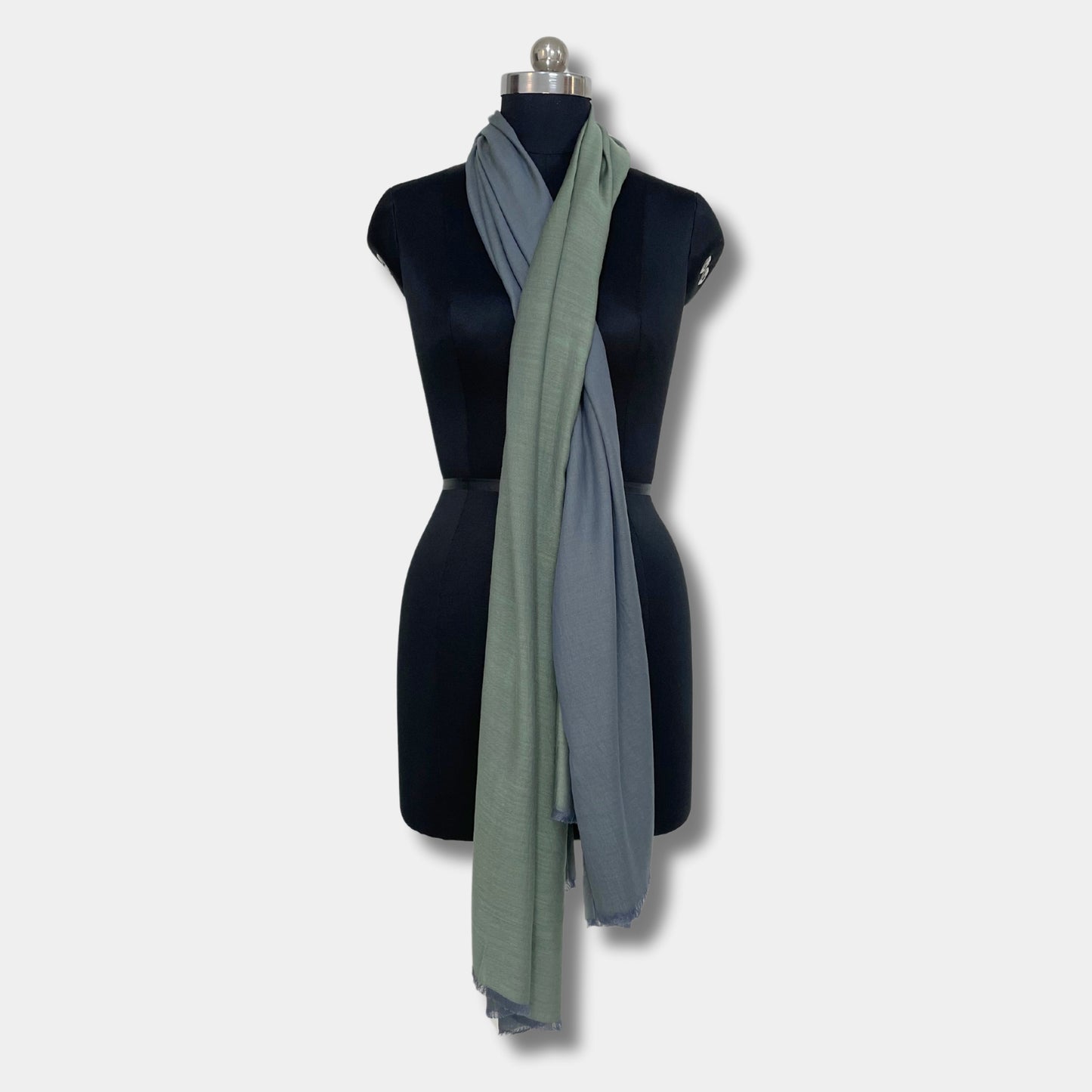 reversible pashmina silk stole (moss green)