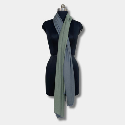 Reversible Pashmina Silk Stole (Moss Green)