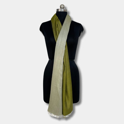 Reversible Pashmina Silk Stole (Olive Green)