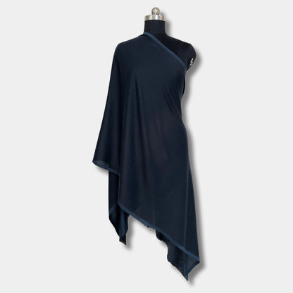 Reversible Pashmina Silk Stole (Navy Blue)