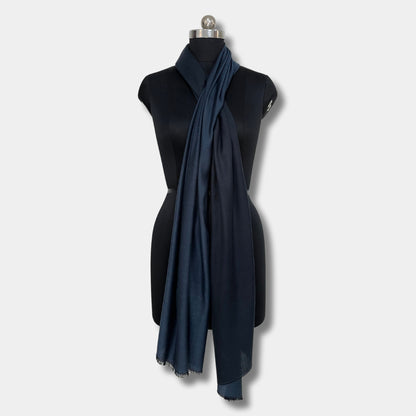 Reversible Pashmina Silk Stole (Navy Blue)