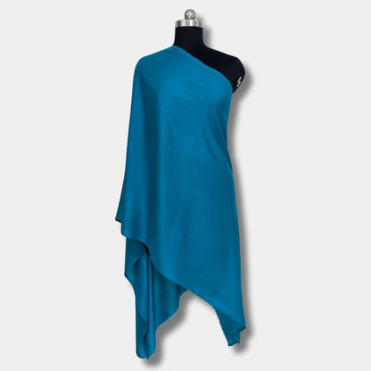 Reversible Pashmina Silk Stole (Bright Blue)