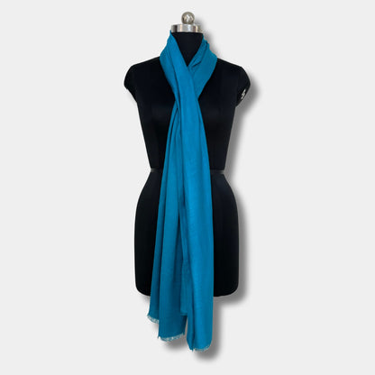 Reversible Pashmina Silk Stole (Bright Blue)