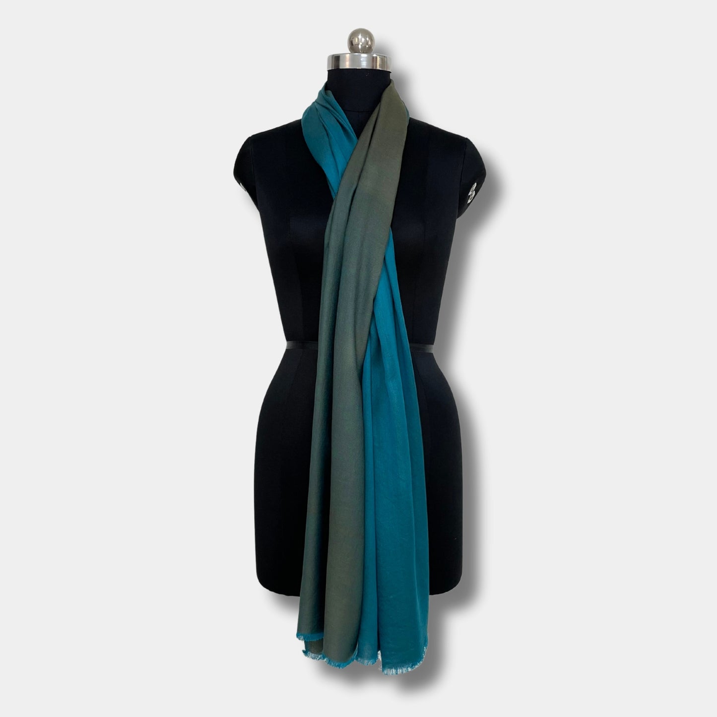 reversible pashmina silk stole (bluish green)