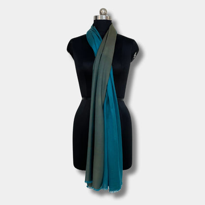 Reversible Pashmina Silk Stole (Bluish Green)