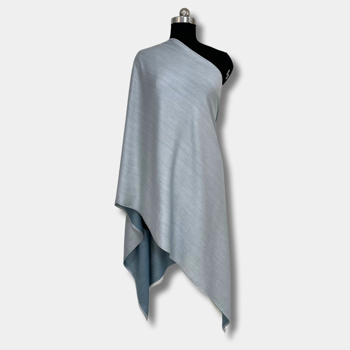 reversible pashmina silk stole (greyish blue)