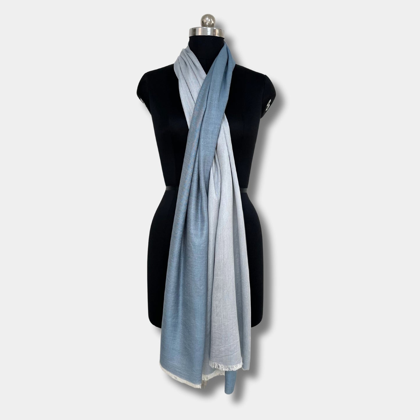 reversible pashmina silk stole (greyish blue)