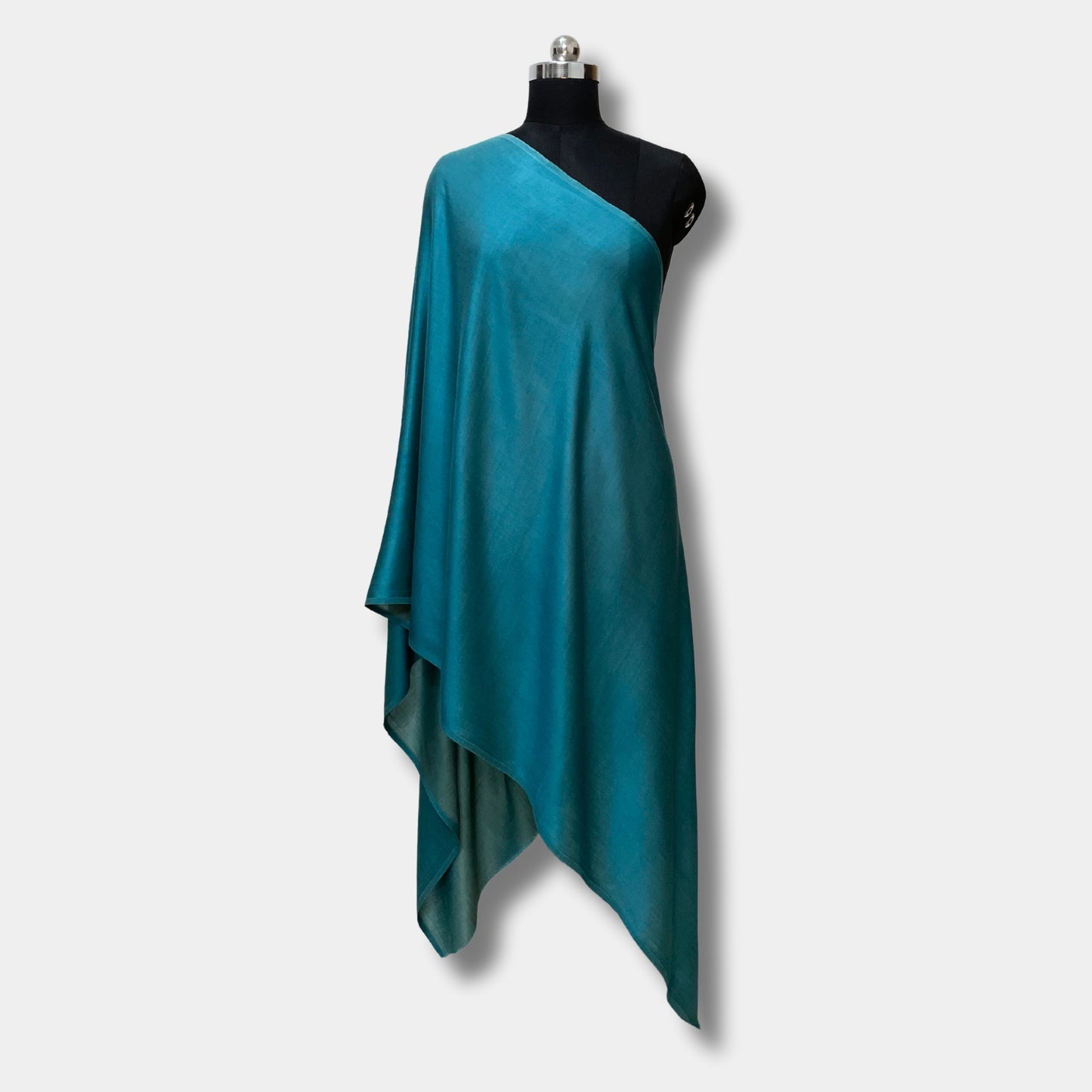 reversible pashmina silk stole (greenish blue)