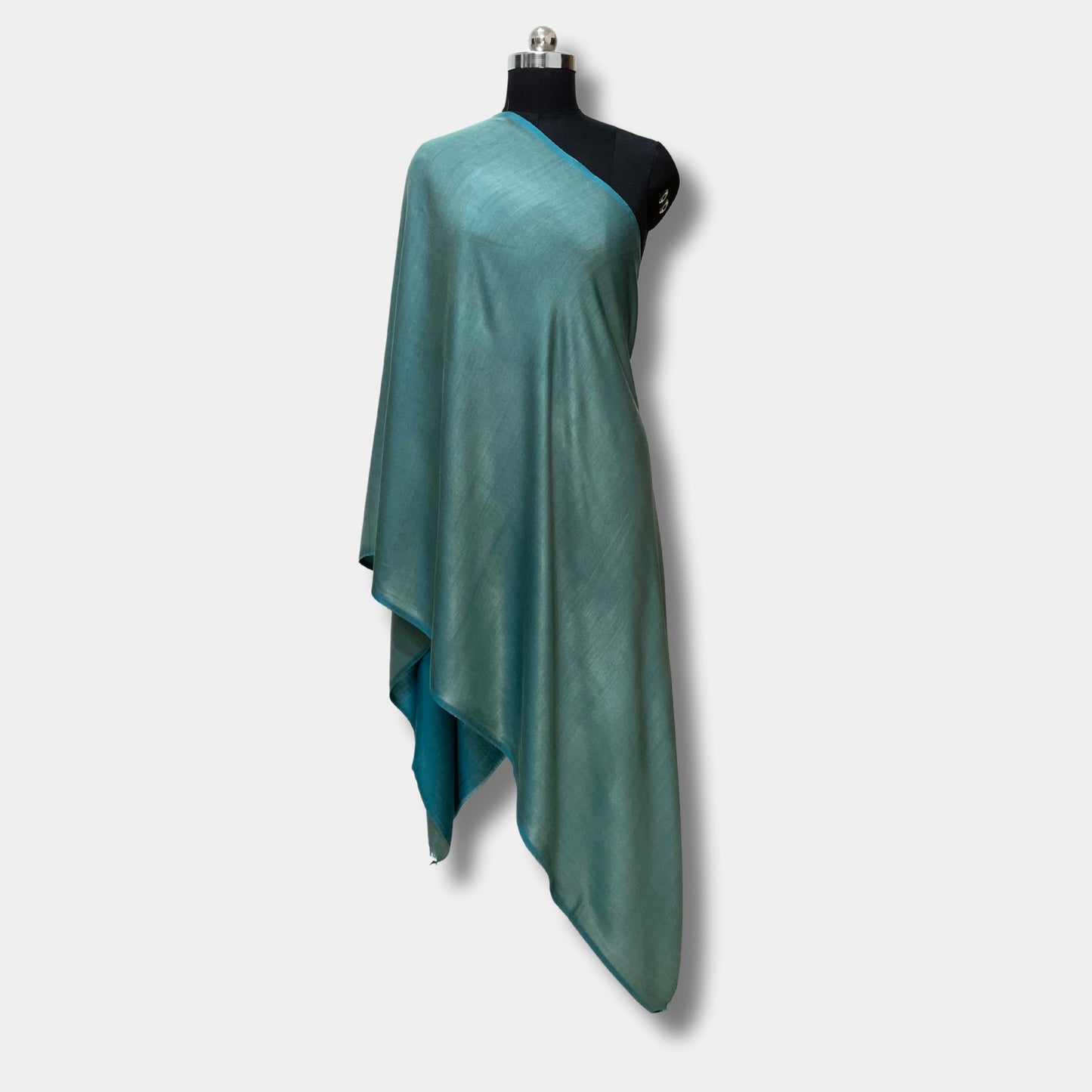 reversible pashmina silk stole (greenish blue)