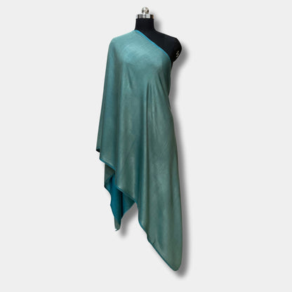 Reversible Pashmina Silk Stole (Greenish Blue)