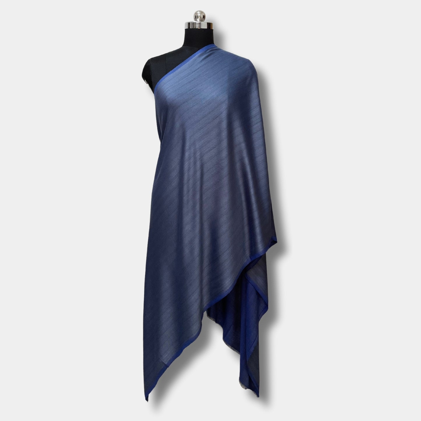 reversible pashmina silk stole (dark blue)