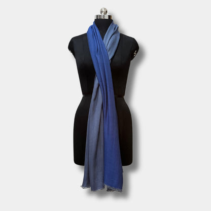 Reversible Pashmina Silk Stole (Dark Blue)