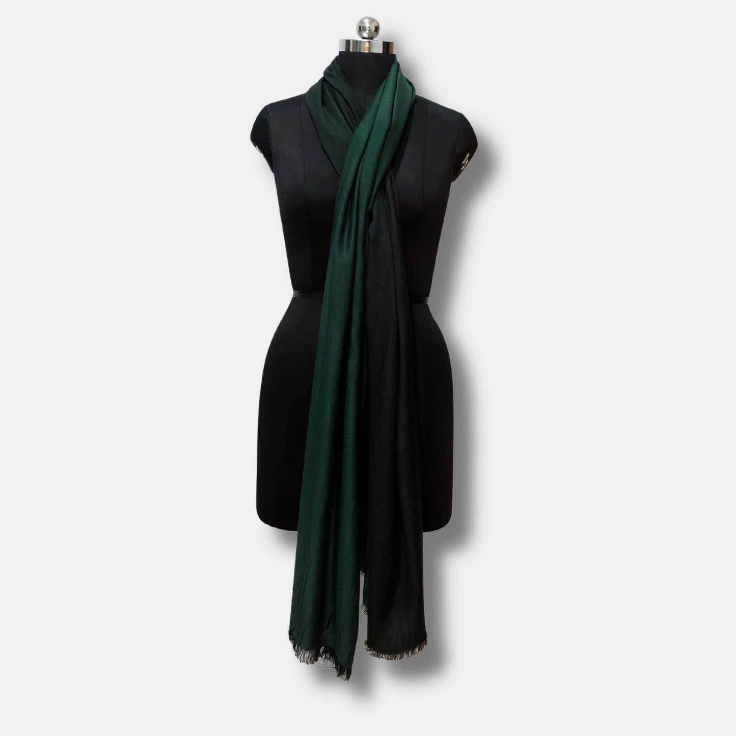 reversible pashmina silk stole (dark green)