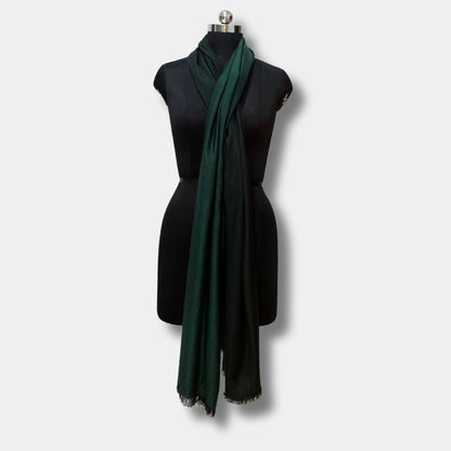 Reversible Pashmina Silk Stole (Dark Green)