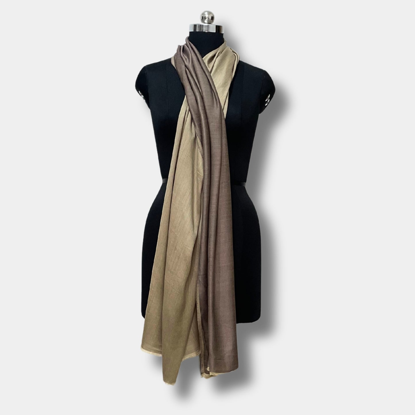 reversible pashmina silk stole (dusky brown)