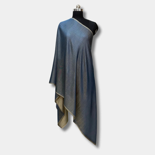 Reversible Pashmina Silk Stole (Brownish Blue)