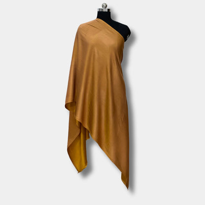Reversible Pashmina Silk Stole (Mustard Brown)