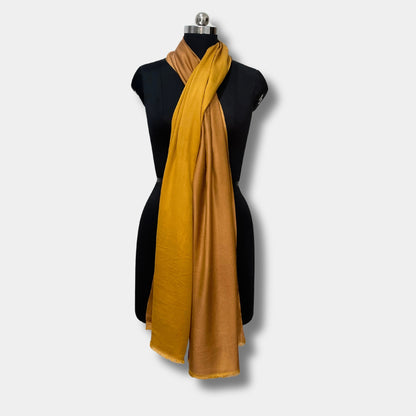 Reversible Pashmina Silk Stole (Mustard Brown)