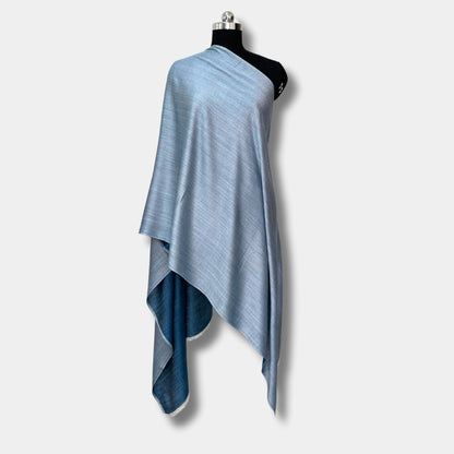 Reversible Pashmina Silk Stole (Denim Blue)